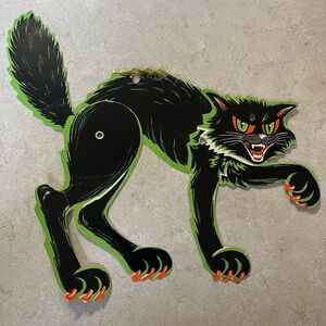 Vintage Black Cat Halloween Die Cut 1970